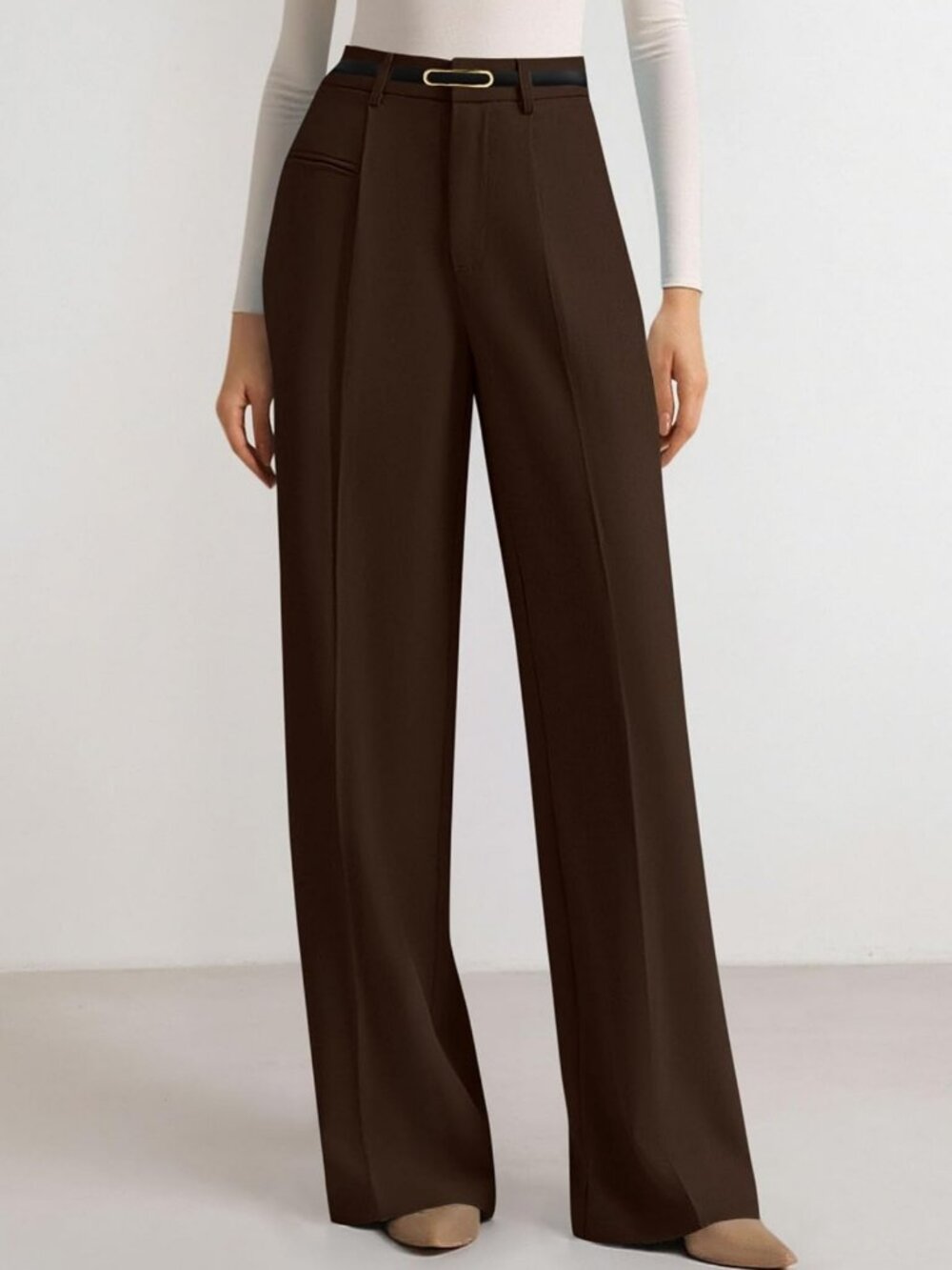 Chic Women's Tailored Wide Leg Work Pants | Stylish Office Trousers for All-Day - Picture 6 of 6